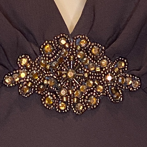 Jones Wear Dress Brown Fully Lined Halter Style Flowy Midi Dress Size 12 EUC - Picture 2 of 4